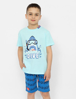 Комплект для мальчика футболка и шорты CRB (Cherubino) голубой рост: 104, 110, 116, 122