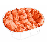 Диван M-group мамасан без ротанга белое оранжевая подушка