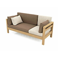 Садовый диван Soft Element Бонни трехместный, коричневый, массив дерева, велюр, с подушками, на террасу, на веранду, для
