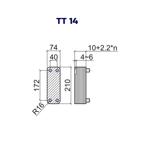 Паяный теплообменник TT14R-20H-4.5