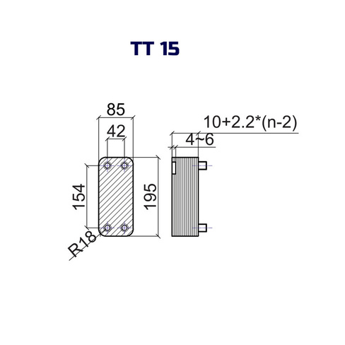 Паяный теплообменник ТТ15-20H (30 бар)