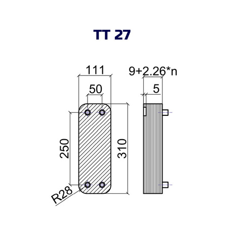 Паяный теплообменник ТТ27R-10Н-4.5