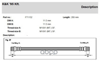 Шланг Тормозной Задн Citroen: Berlingo 1.1I/1.4I/1.9D 96- K&K арт. FT1152