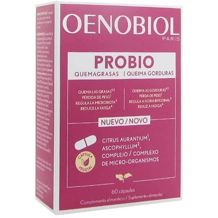 Пробиотики, добавка для сжигания жира, 60 капсул, Oenobiol