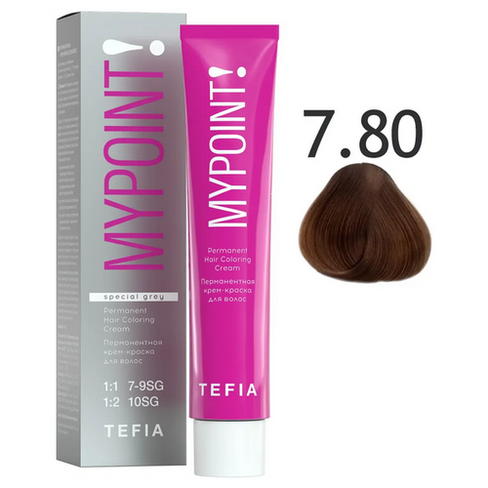 Tefia Mypoint Color перманентная крем-краска для волос, 7.80 блондин коричневый для седых волос, 60 мл