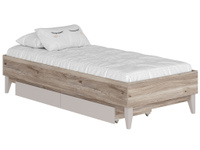 Двуспальная кровать Скандика Дуб смоки / Кашемир, 90х200 см, С ящиками