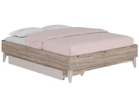 Двуспальная кровать Скандика Дуб смоки / Кашемир, 160х200 см, С ящиками