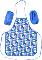 Одежда для уроков труда №1 School Фартук для труда Клетка синяя с нарукавниками 4670072302348