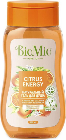 Для ванны и душа BioMio BIO SHOWER GEL Натуральный гель для душа с эфирными маслами апельсина и бергамота. 250 мл