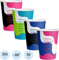 Одноразовая посуда Комус Стакан одноразовый бумажный 350/400 мл разноцветный 50 штук в упаковке Волна