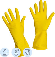 Перчатки хозяйственные Gward многоразовые Перчатки латексные Lotos G60 желтые (размер 9, L)