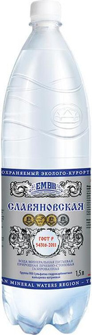 Вода Славяновская Вода 1.5 литра, газ, пэт, 6 шт. в уп