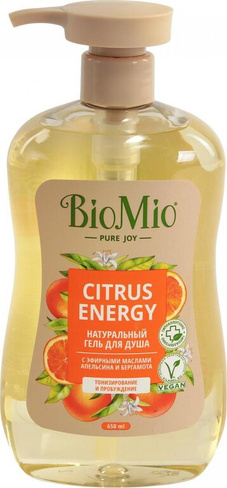 Для ванны и душа BioMio Натуральный гель для душа с эфирными маслами апельсина и бергамота, 650 мл