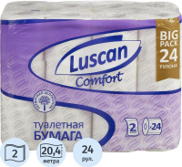 Туалетная бумага Luscan Бумага туалетная Comfort 2-слойная белая (24 рулона в упаковке)