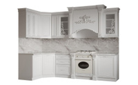 Кухонный гарнитур Венеция угловая 3,0*1,50 Белый Серебро Паладина светлая 48 мм