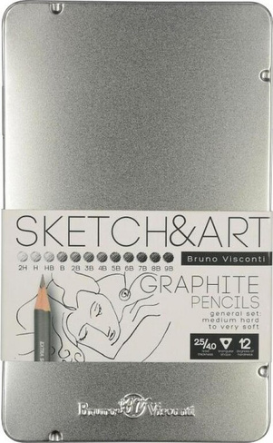 Карандаш Bruno Visconti Набор карандашей чернографитных Sketch&Art 2H-9B (12 штук в упаковке)