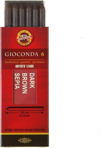 Мел Koh-I-Noor Сепия для цанговых карандашей Gioconda темная (6 штук в упаковке)