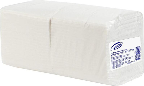 Бумажные полотенца Luscan Салфетки бумажные 33x33 см белые 2-слойные 200 штук в упаковке