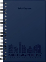 Бумажная продукция Erich Krause Бизнес-тетрадь Megapolis А6 80 листов синяя в клетку на спирали