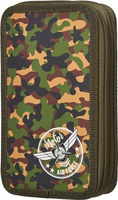 Пенал №1 School Пенал Military 2 отд., ламинат, софт тач, 190x110 мм, ПКК 11-6