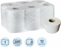 Туалетная бумага Комус Бумага туалетная, 1 слой, 12 рулонов по 200 м