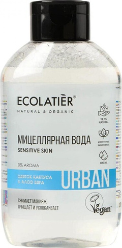 Косметика Ecolatier Мицеллярная вода для снятия макияжа Цветок кактуса и Алоэ вера для чувствительной кожи 400мл