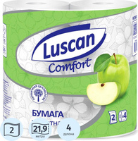 Туалетная бумага Luscan Бумага туалетная Comfort 2-слойная белая с ароматом яблока 4670072005263