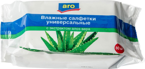 Ватная/бумажная продукция ARO Салфетки универсальные влажные с экстрактом алоэ вера 80шт