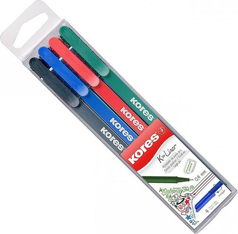 Ручка Kores Набор линеров 4 цвета (толщина линии 0,4 мм)