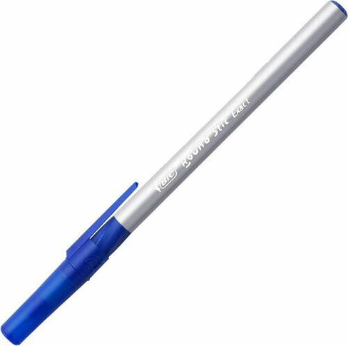 Ручка BIC Ручка шариковая с грипом "Round Stic Exact", СИНЯЯ, корпус серый, узел 0,8 мм, линия письма 0,3 мм, 918543