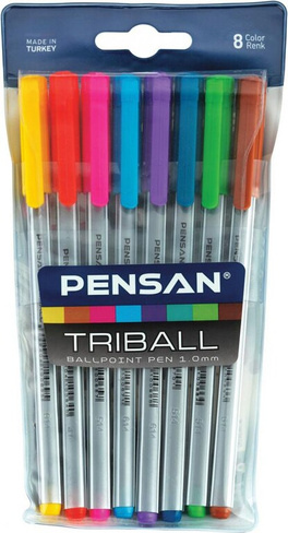 Ручка Pensan Набор масляных шариковых ручек " Triball", 8 цветов, 1 мм