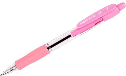 Ручка Pilot Ручка шариковая масляная автоматическая с грипом "Super Grip", СИНЯЯ, розовые детали, линия письма 0,32 мм,