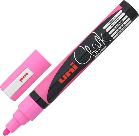 Маркер Uni Маркер меловой Chalk розовый (толщина линии 2.5 мм)