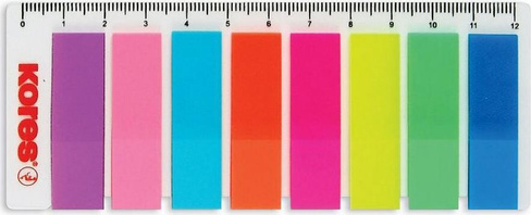 Другие канцтовары Kores Клейкие закладки Film пластиковые 8 цветов по 25 листов 12х45 мм на линейке