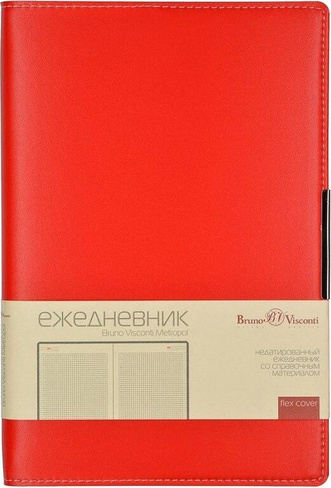Блокнот Bruno Visconti Ежедневник недатированный Metropol искусственная кожа А5 136 листов красный