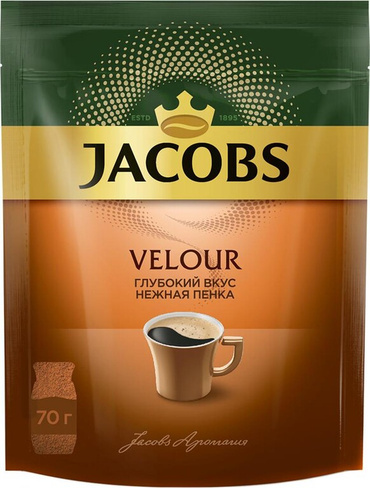 Кофе Jacobs Velour кофе растворимый, 70 г (пакет)