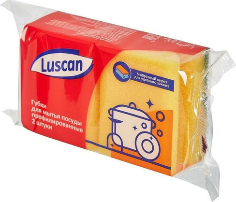 Товар для уборки Luscan Губки для мытья посуды поролоновые 90х70х38 мм 2 штуки в упаковке