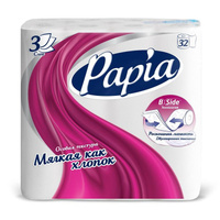 Туалетная бумага Papia Бумага туалетная 3-слойная белая (32 рулона в упаковке)