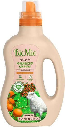 Бытовая химия BioMio Кондиционер для белья с эфирным маслом мандарина и экстрактом хлопка, 1 л