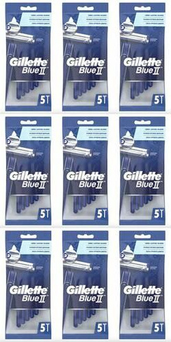 Средство для бритья Gillette Станок для бритья одноразовый с увлажняющей головкой Blue II, 5 шт