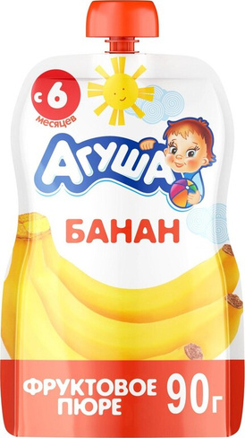 Детское питание Агуша банан, 90 г (детское пюре)
