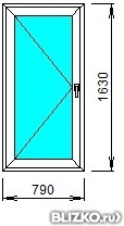 Окно ПВХ двухкамерное Exprof 1630x790 одностворчатое