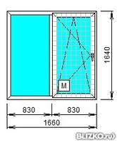 Окно пластиковое двухкамерное Exprof 58 1660х1640 двухстворчатое