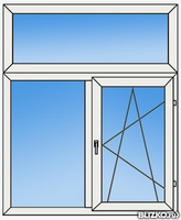 Пластиковое окно Т-образное Bauline, Winkhaus 3-створчатое 2-камерное