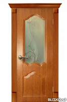 Дверь межкомнатная, серия «Виола», цвет темный дуб, со стеклом