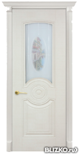 Дверь межкомнатная Экошпон, серия «Венеция», цвет белый сатин, со стеклом