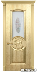 Дверь межкомнатная Экошпон, серия «Венеция», цвет золото, со стеклом