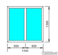 Окно пластиковое двухкамерное Rehau Blitz 1300x1300 двухстворчатое