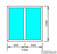 Окно пластиковое двухкамерное Rehau Blitz 1300x1300 двухстворчатое