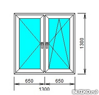 Окно пластиковое однокамерное Rehau Sib 1300x1300 двухстворчатое